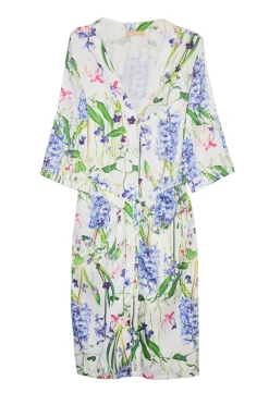 La Cera™ Bata De Saten Floral Larga De Talla Grande