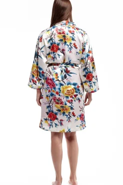 La Cera™ Bata De Saten Floral Multicolor