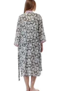 La Cera™ Bata Floral De Rayon Y Salvia