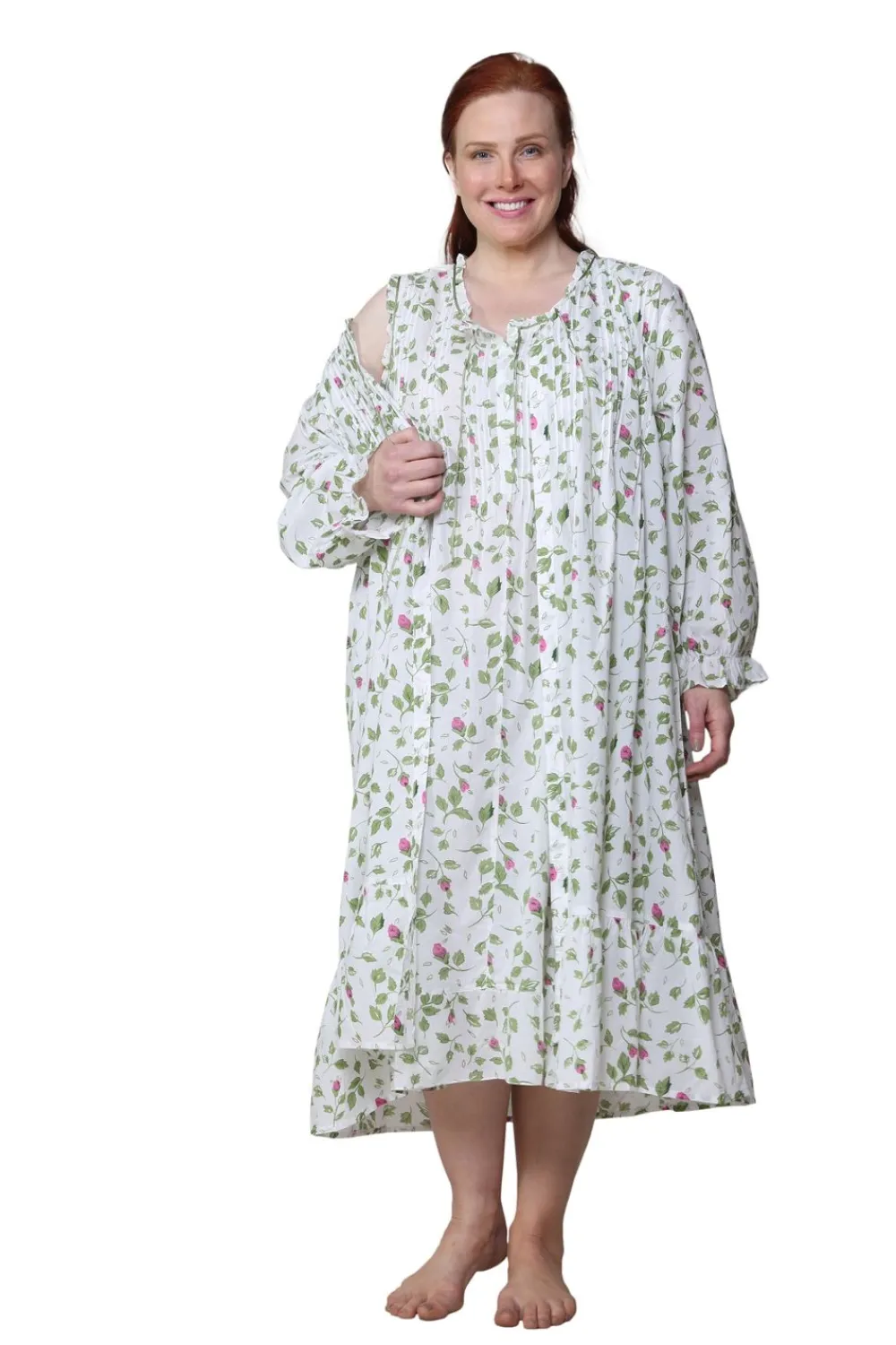 La Cera™ Bata La Cera Rose Vine 100% Algodon - Talla Grande
