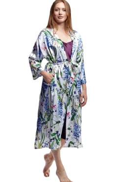 La Cera™ Bata Larga De Saten Floral