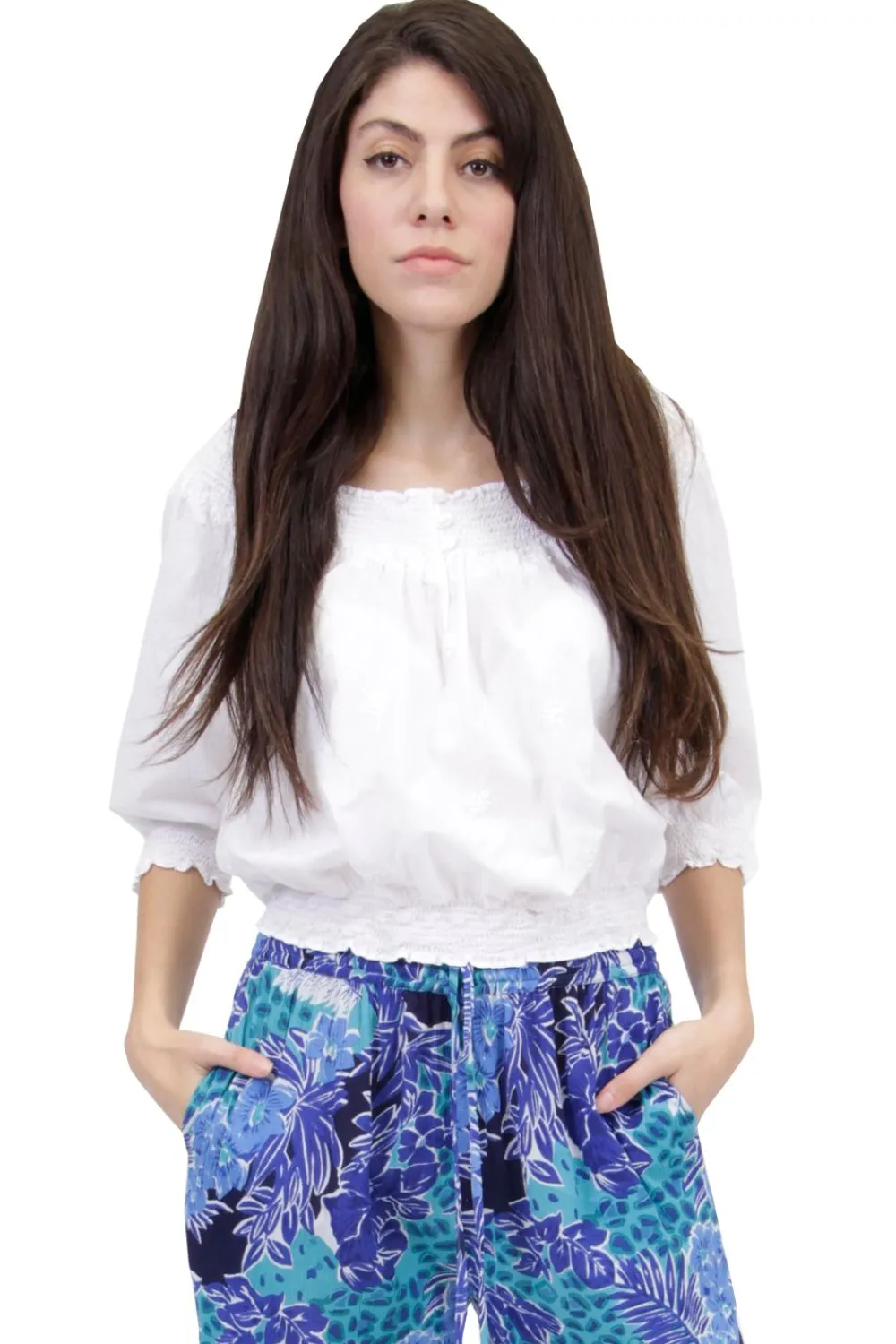 La Cera™ Blusa Campesina Bordada La Cera