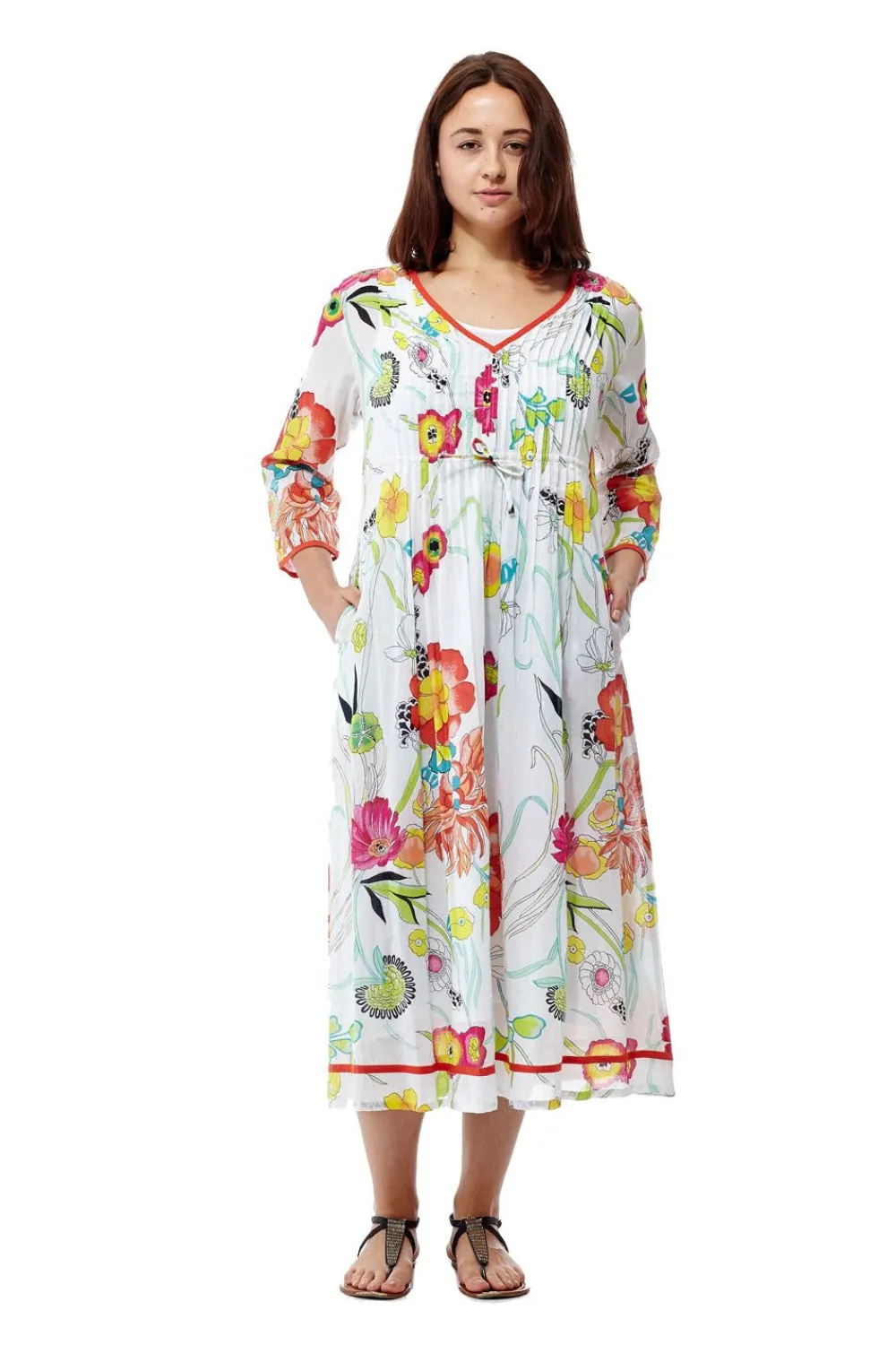 La Cera™ Caftan 100% Algodon Estampado Floral