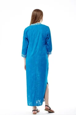 La Cera™ Caftan Bordado Con Manga 3/4 De Talla Grande La Cera