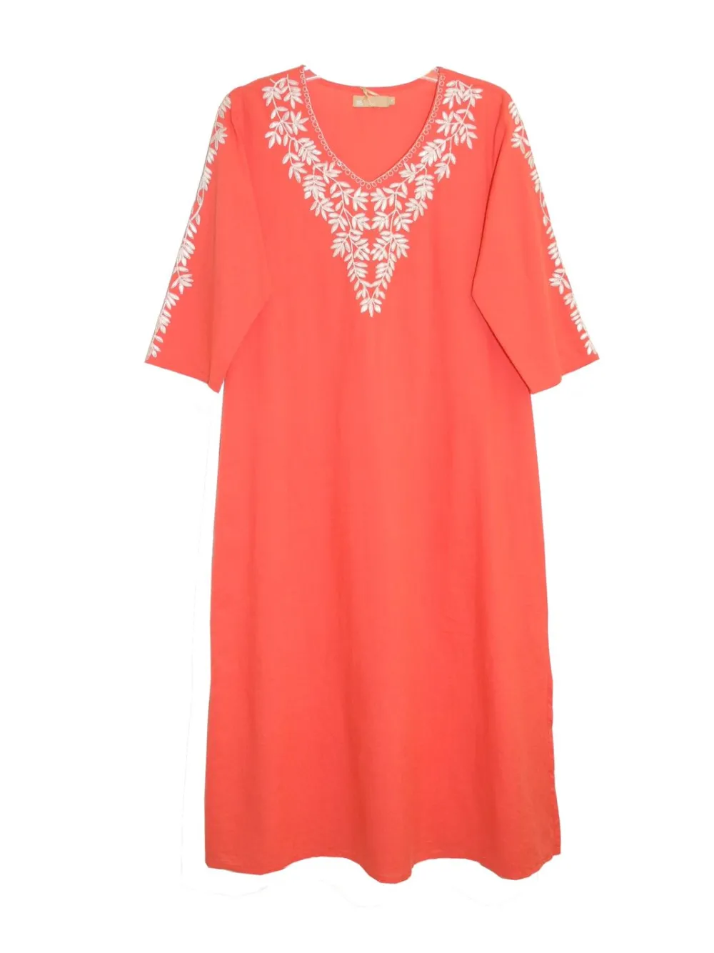 La Cera™ Caftan Bordado Con Manga 3/4 De Talla Grande La Cera