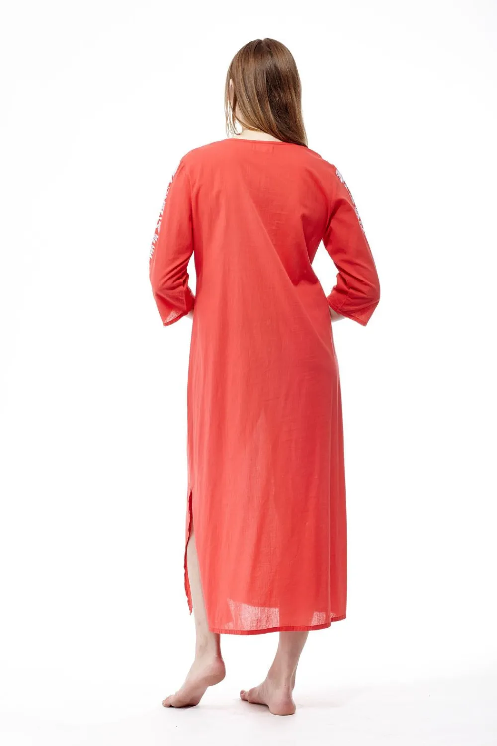 La Cera™ Caftan Bordado Con Manga 3/4 De Talla Grande La Cera