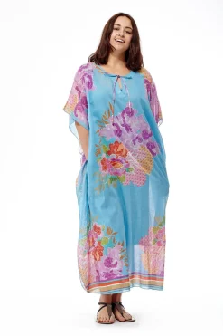 La Cera™ Caftan Con Estampado De Bordes 100% Algodon