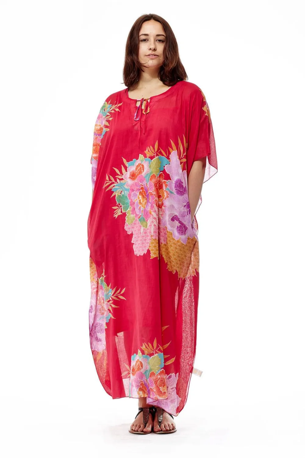 La Cera™ Caftan Con Estampado De Bordes 100% Algodon