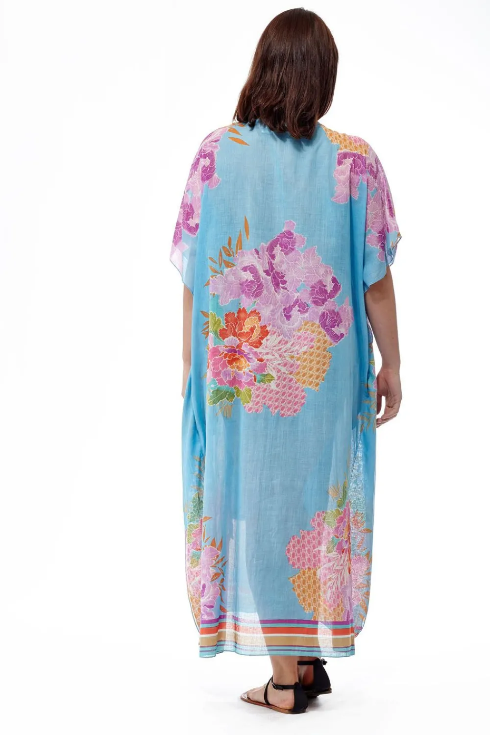 La Cera™ Caftan Con Estampado De Bordes 100% Algodon