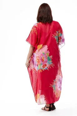 La Cera™ Caftan Con Estampado De Bordes 100% Algodon