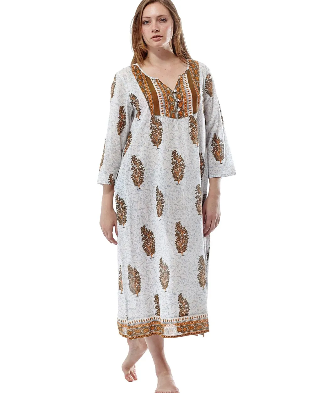 La Cera™ Caftan Estampado De Manga Larga La Cera