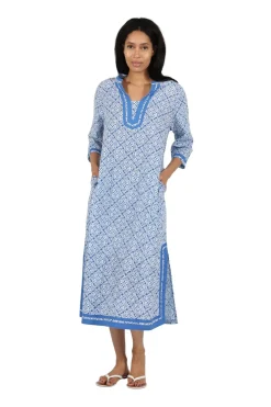 La Cera™ Caftan Estampado Geometrico 100% Algodon La Cera