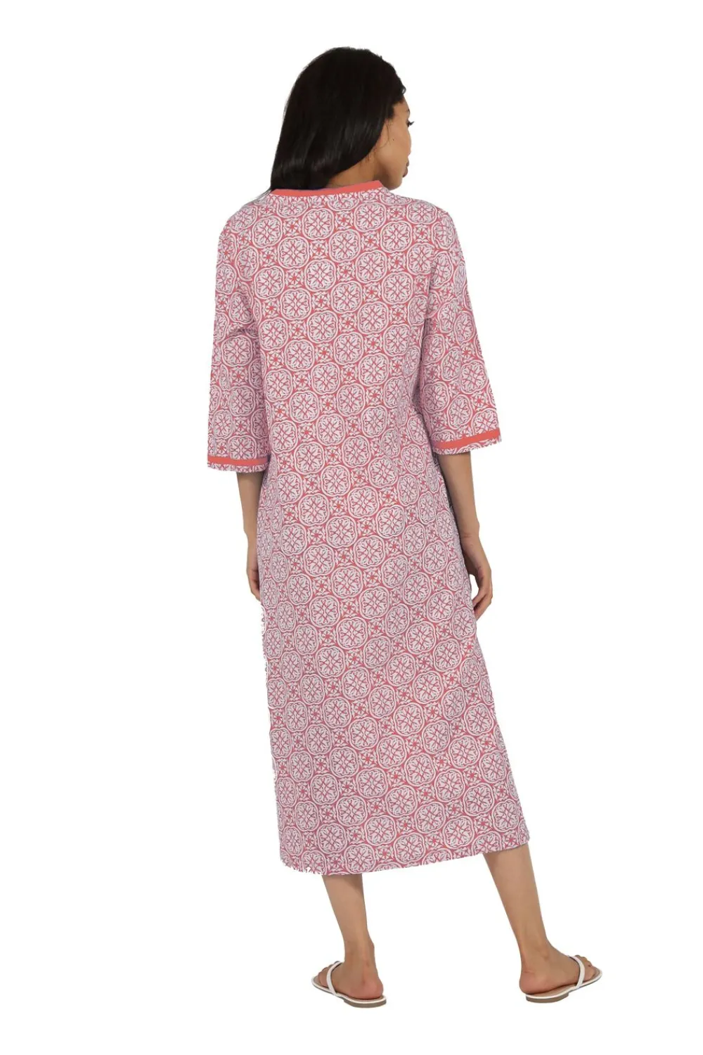 La Cera™ Caftan Estampado Geometrico 100% Algodon La Cera