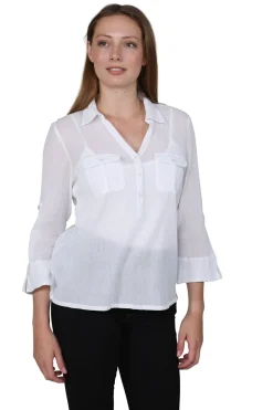 La Cera™ Camisa Campamento De Gasa De Algodon