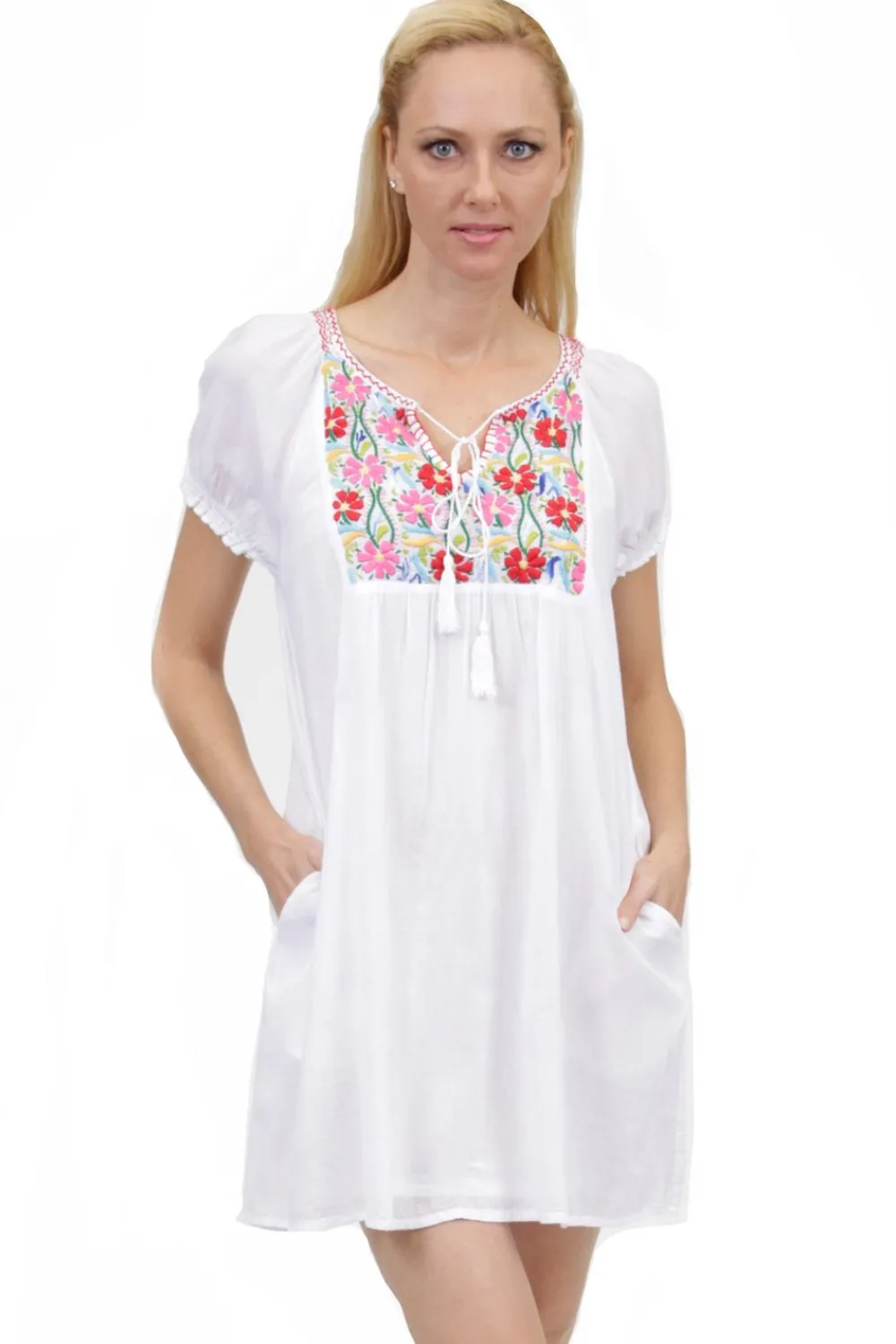 La Cera™ Camisa Campesina Bordada De Manga Corta