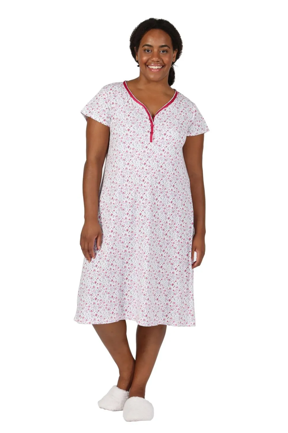 La Cera™ Camisa De Dormir De Punto Floral De Talla Grande