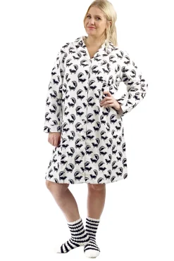 La Cera™ Camisa De Noche De Franela Whimsical Skunk De Talla Grande