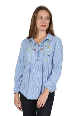 La Cera™ Camisa De Seersucker Con Botones Bordados En La Parte Delantera