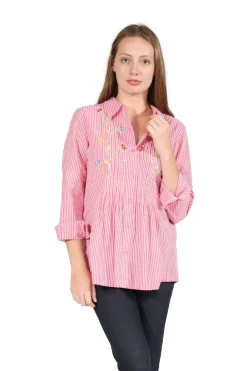 La Cera™ Camisa De Seersucker Con Botones Bordados En La Parte Delantera