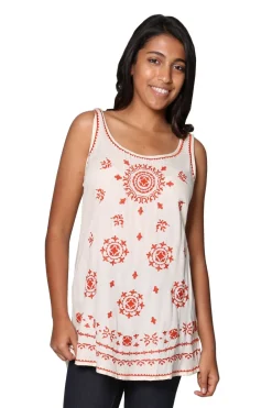 La Cera™ Camiseta Sin Mangas De Rayon Bordada