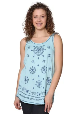 La Cera™ Camiseta Sin Mangas De Rayon Bordada