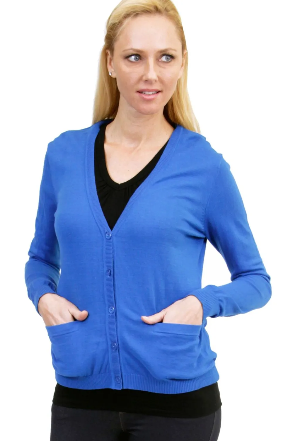 La Cera™ Cardigan De Manga Larga Con Bolsillos La Cera - Talla Grande