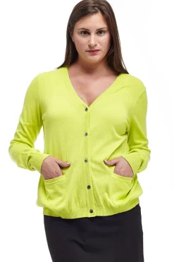La Cera™ Cardigan De Manga Larga Con Bolsillos La Cera - Talla Grande