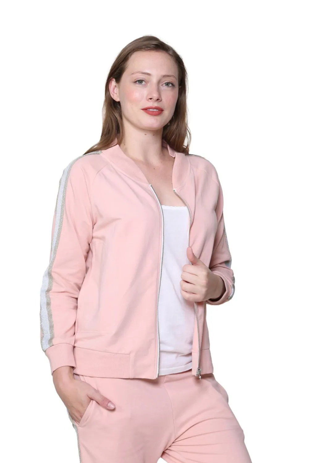 La Cera™ Chaqueta Con Cremallera De Felpa Francesa De Talla Grande