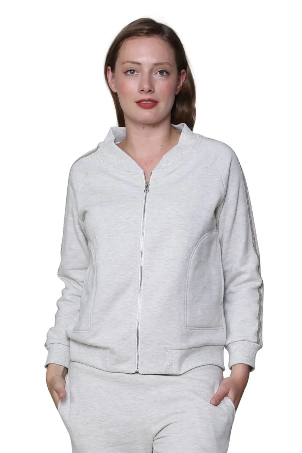 La Cera™ Chaqueta Con Cremallera De Felpa Francesa De Talla Grande