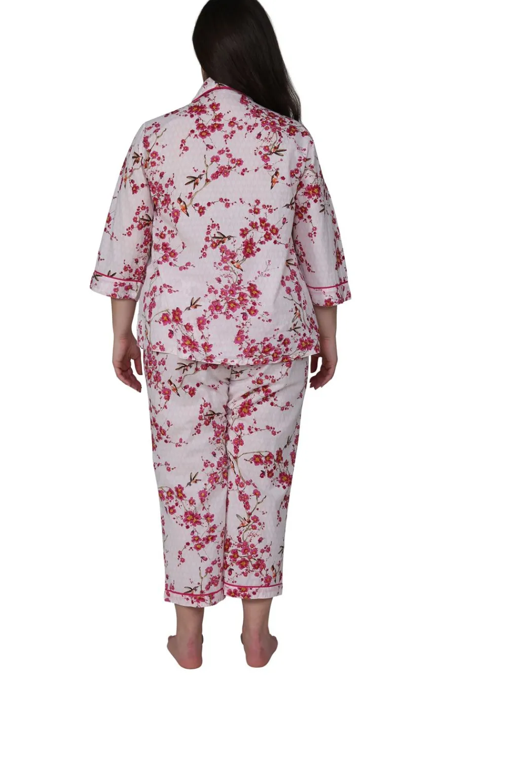 La Cera™ Conjunto De Pijama De Algodon Con Manga 3/4 Cherry Blossom De La Cera