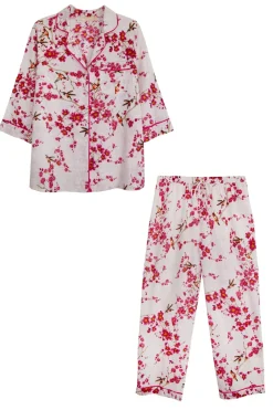La Cera™ Conjunto De Pijama De Algodon Con Manga 3/4 Cherry Blossom De La Cera