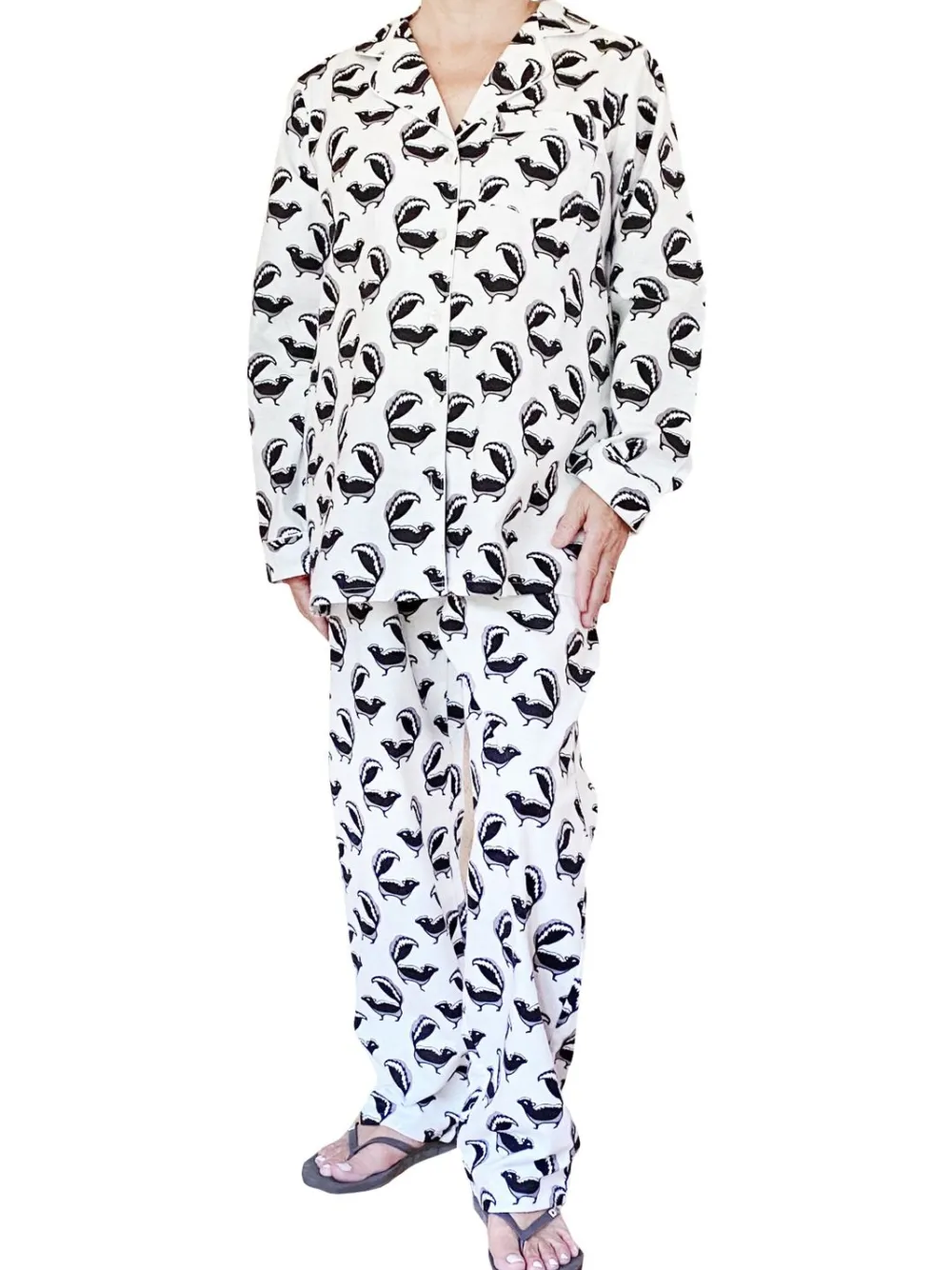 La Cera™ Conjunto De Pijama De Franela Whimsical Skunk