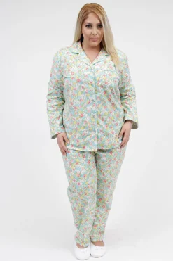 La Cera™ Conjunto De Pijama De Franela Floral De Talla Grande La Cera