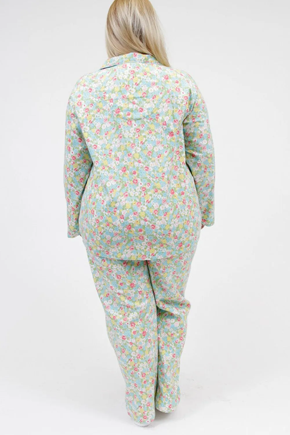 La Cera™ Conjunto De Pijama De Franela Floral De Talla Grande La Cera