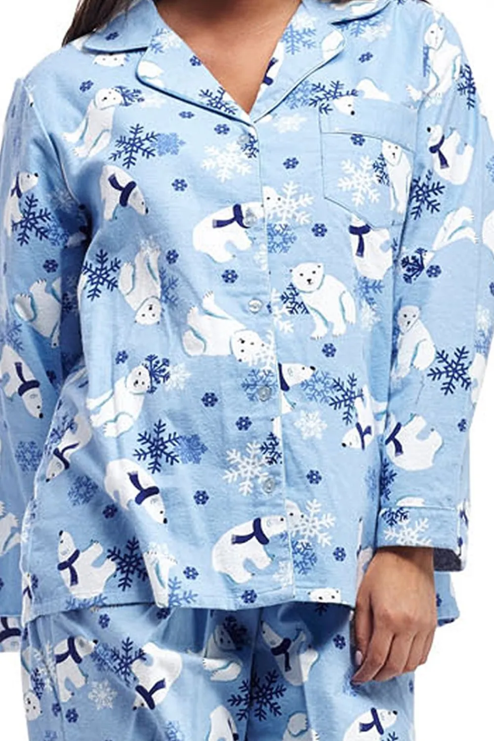 La Cera™ Conjunto De Pijama De Franela Con Oso Polar De Talla Grande