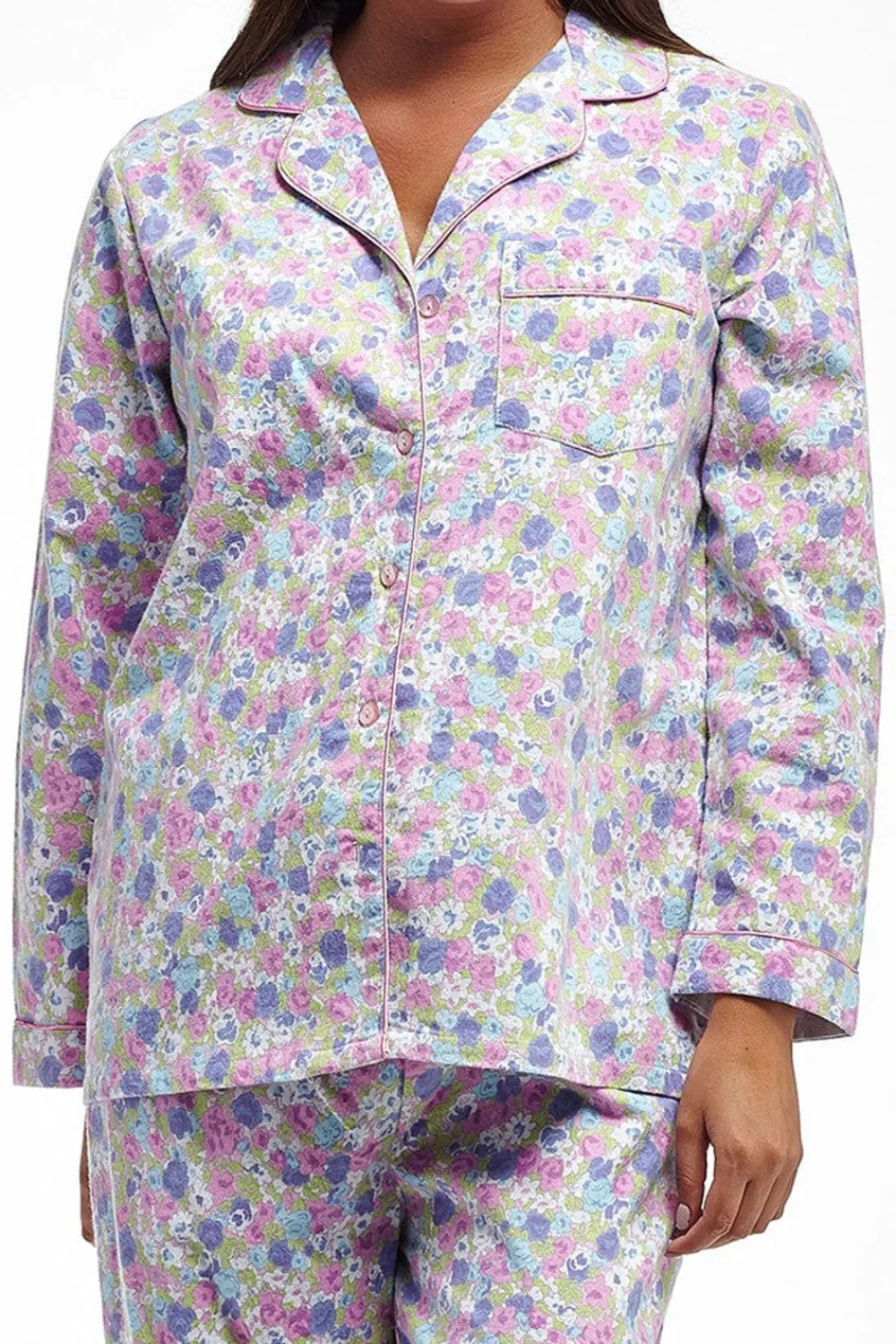 La Cera™ Conjunto De Pijama De Franela Floral De Manga Larga De La Cera