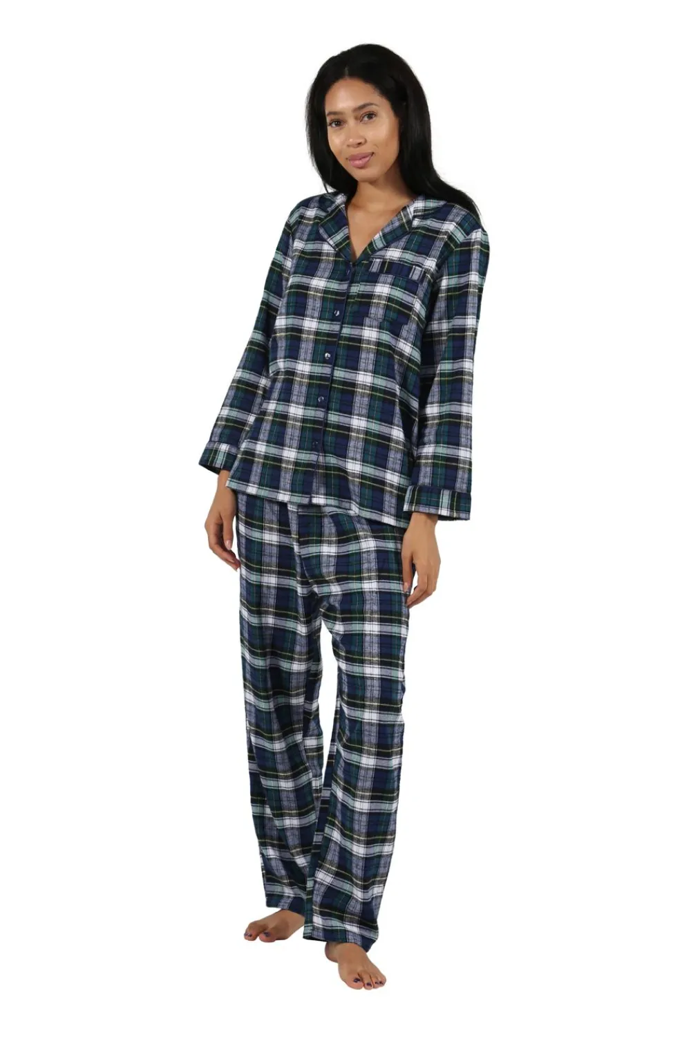 La Cera™ Conjunto De Pijama De Franela A Cuadros Tenido En Hilo 100% Algodon