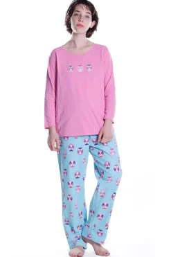 La Cera™ Conjunto De Pijama De Franela Con Estampado De Buhos