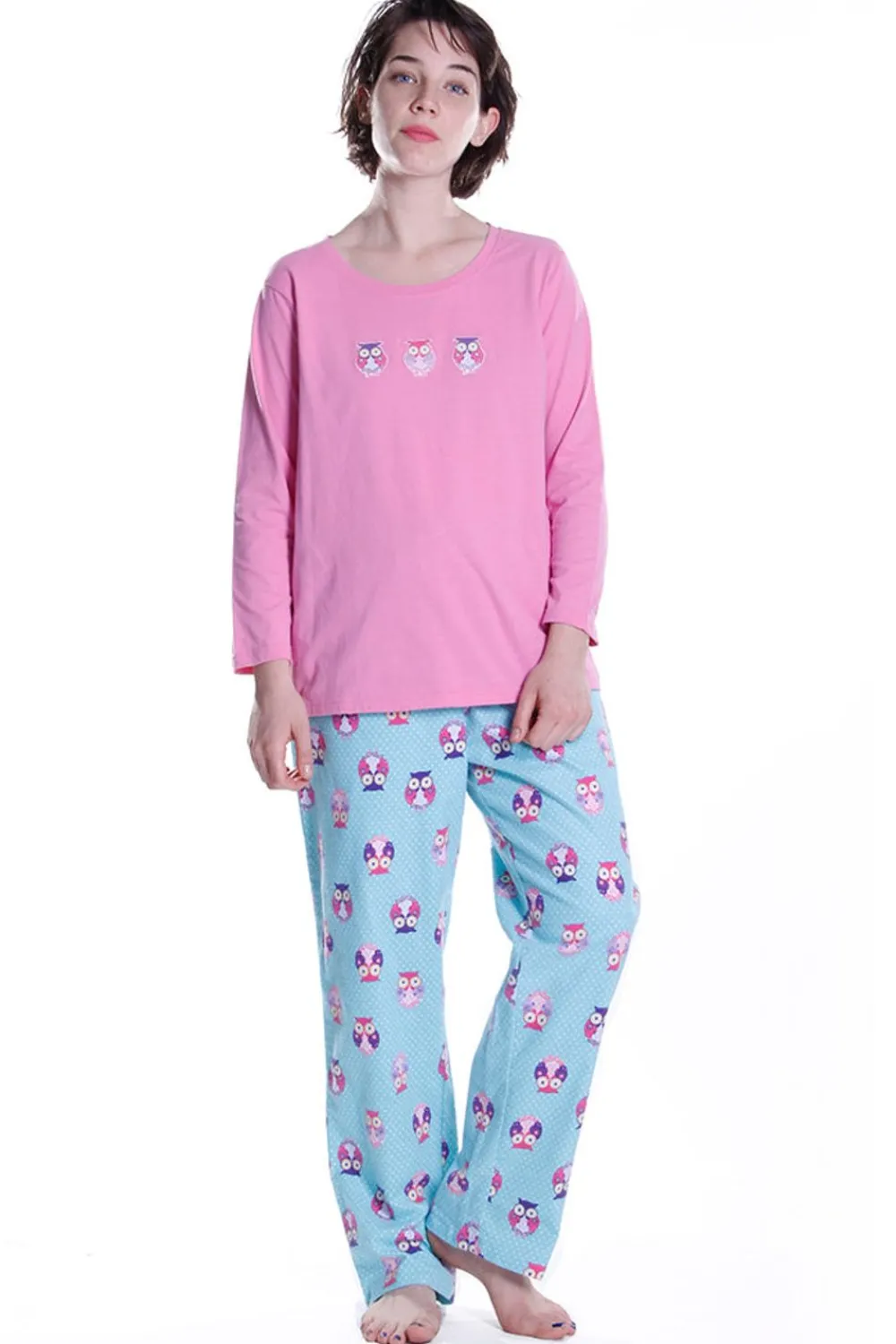 La Cera™ Conjunto De Pijama De Franela Con Estampado De Buhos