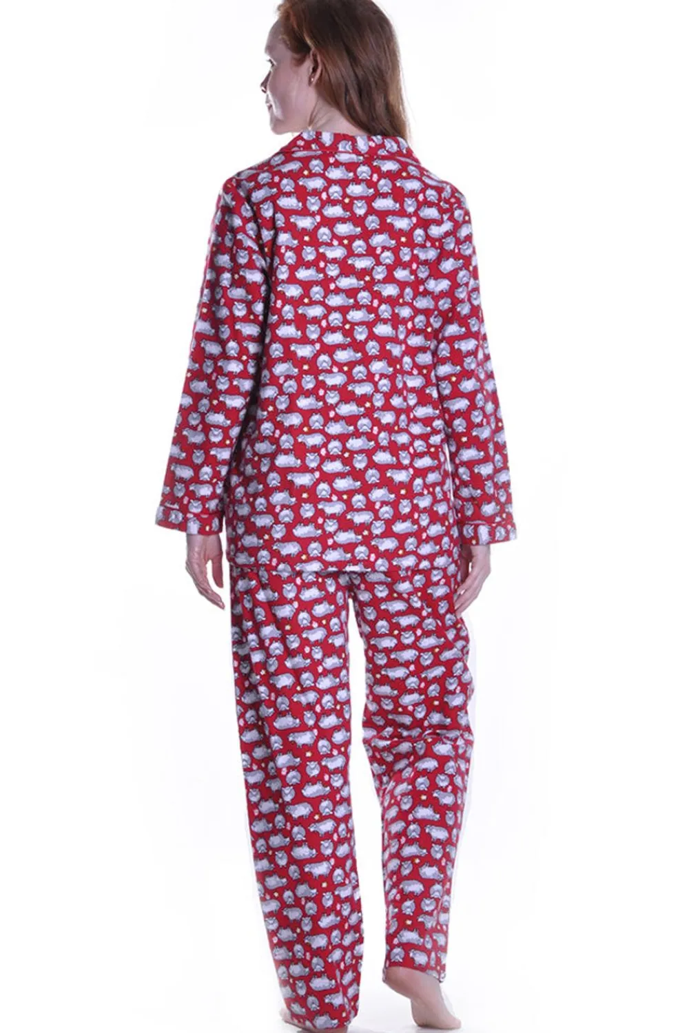 La Cera™ Conjunto De Pijama De Talla Grande Con Estampado De Ovejas De Franela