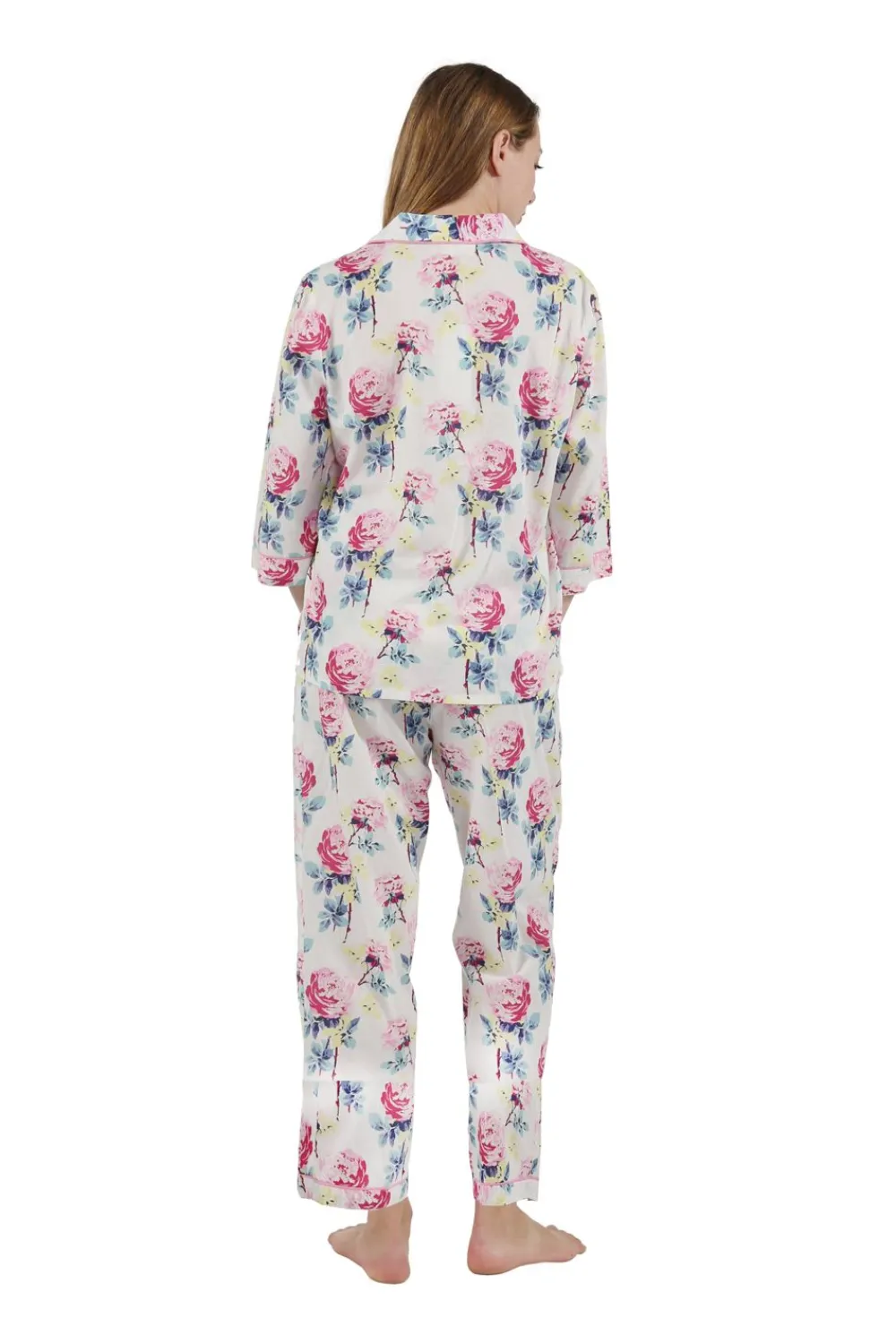 La Cera™ Conjunto De Pijama Floral De Manga 3/4 100% Algodon