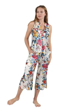 La Cera™ Conjunto De Salon Multicolor Floral De Saten