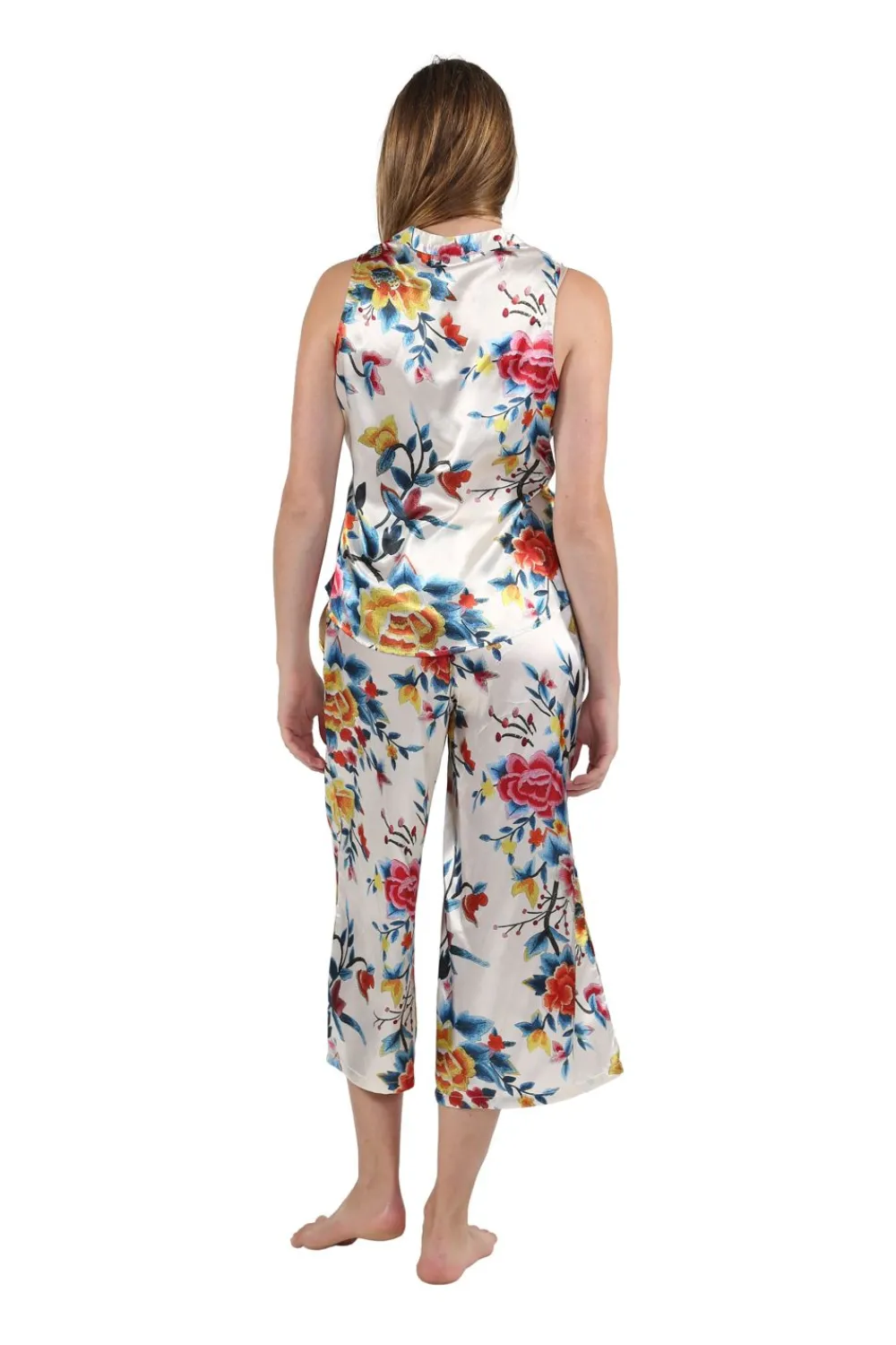 La Cera™ Conjunto De Salon Multicolor Floral De Saten