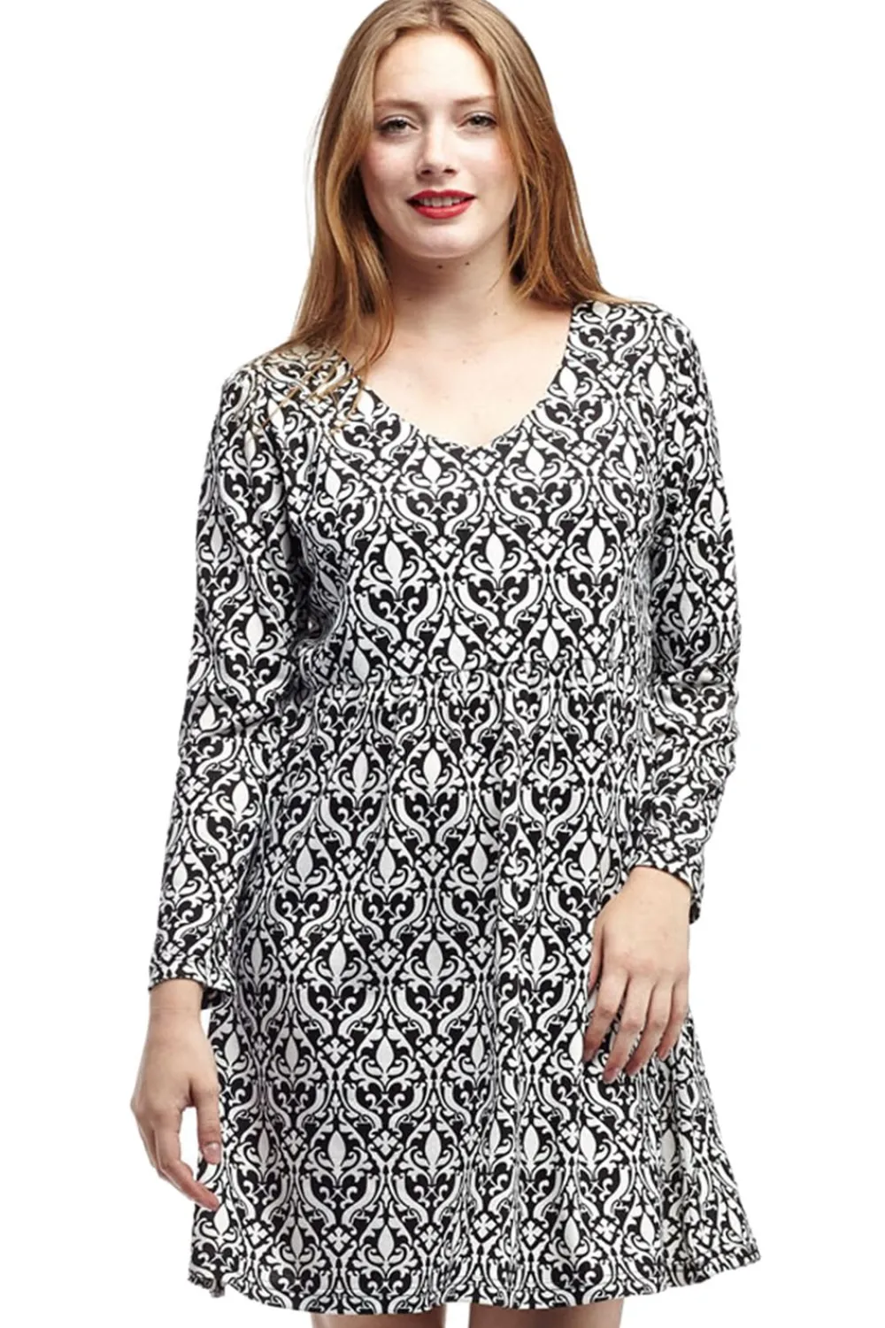 La Cera™ La Cera Baroque Print Pullover Tunic Top