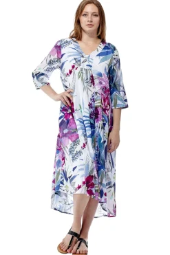 La Cera™ La Cera Caftan Estampado Alto Y Bajo Para Mujer