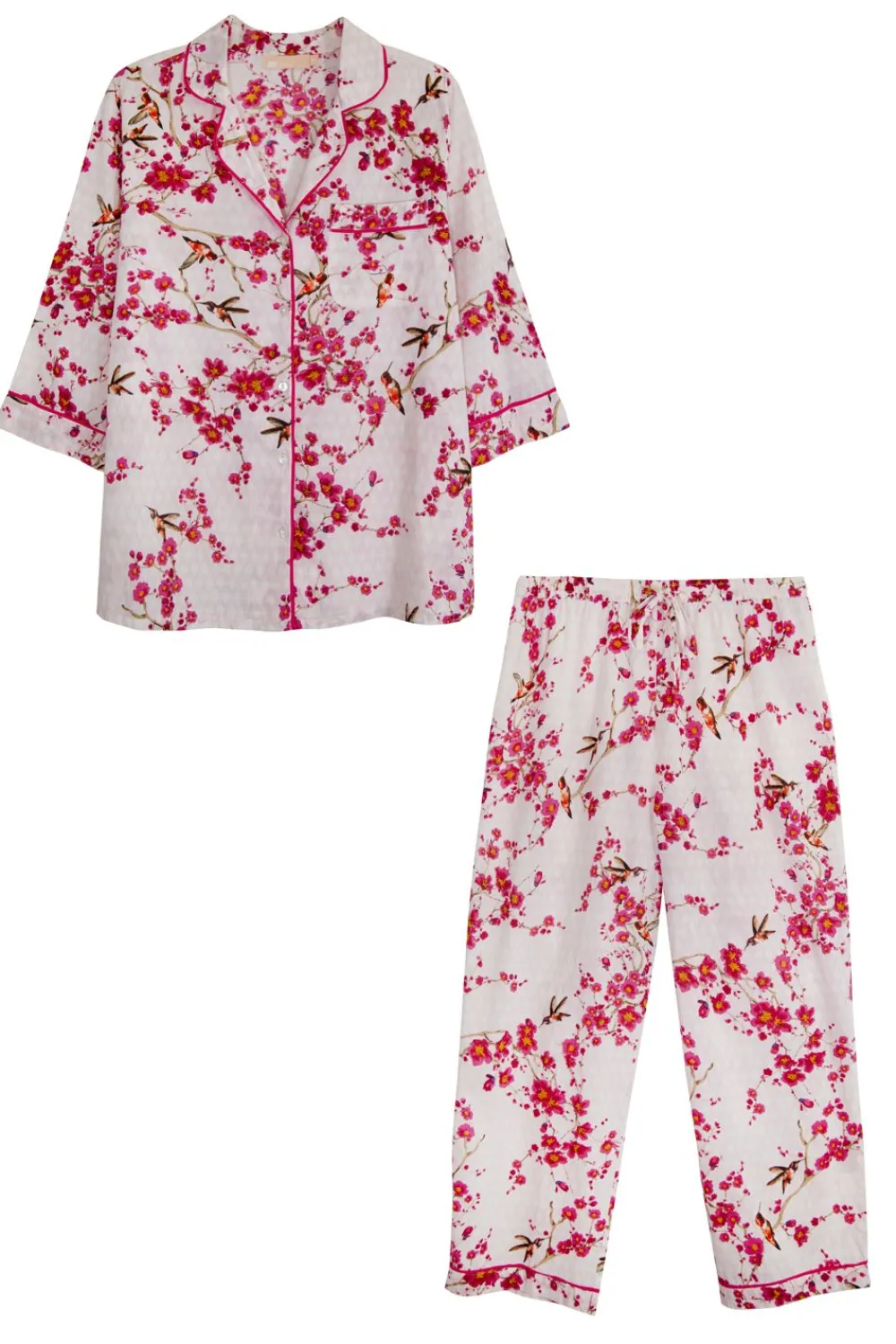La Cera™ La Cera Conjunto De Pijama De Algodon Con Manga 3/4 Cherry Blossom