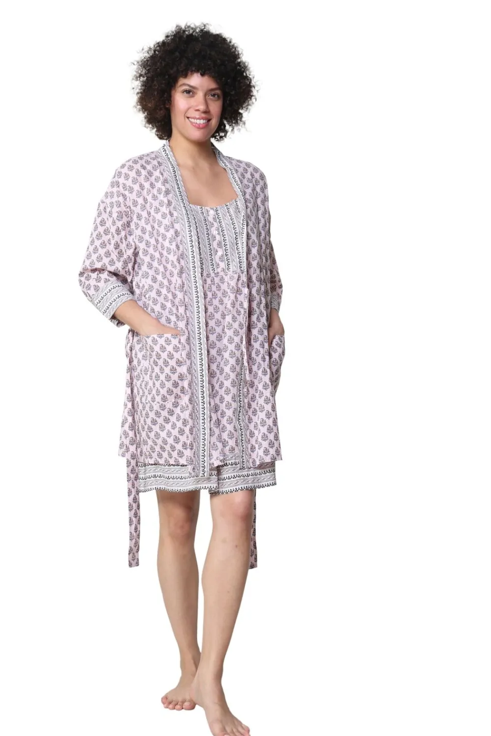 La Cera™ La Cera Kimono Corto 100% Algodon