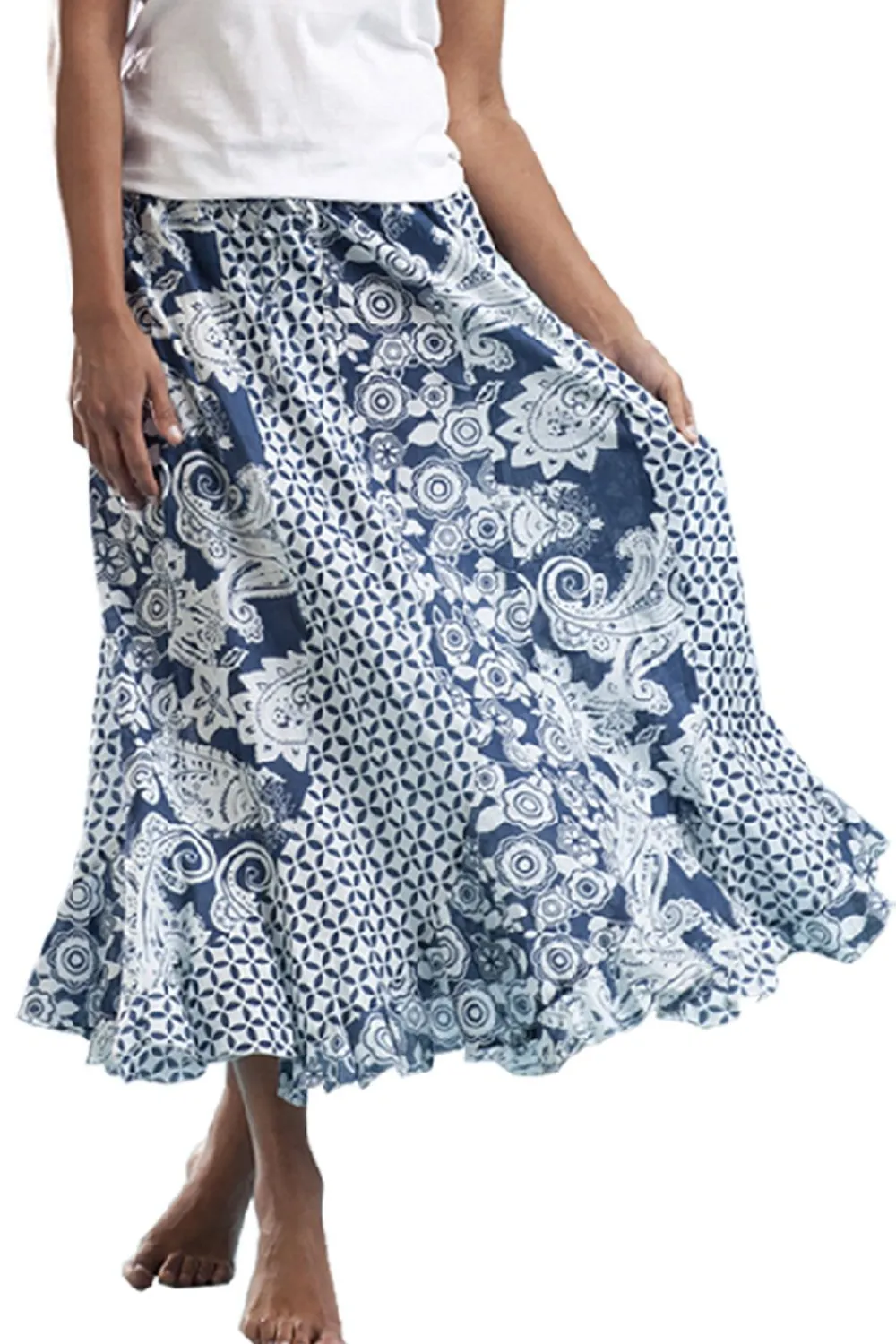 La Cera™ La Cera Maxifalda 100% Gasa De Algodon Con Estampado Mixto