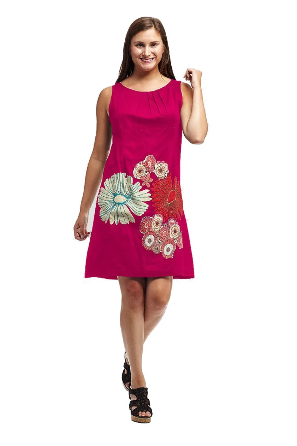 La Cera™ La Cera Vestido Corto De Voile De Algodon Sin Mangas
