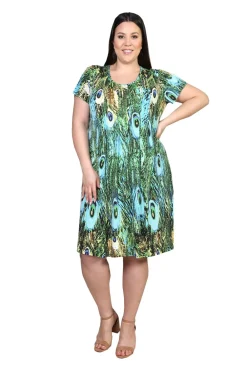 La Cera™ La Cera Vestido De Manga Corta Con Estampado De De Talla Gra